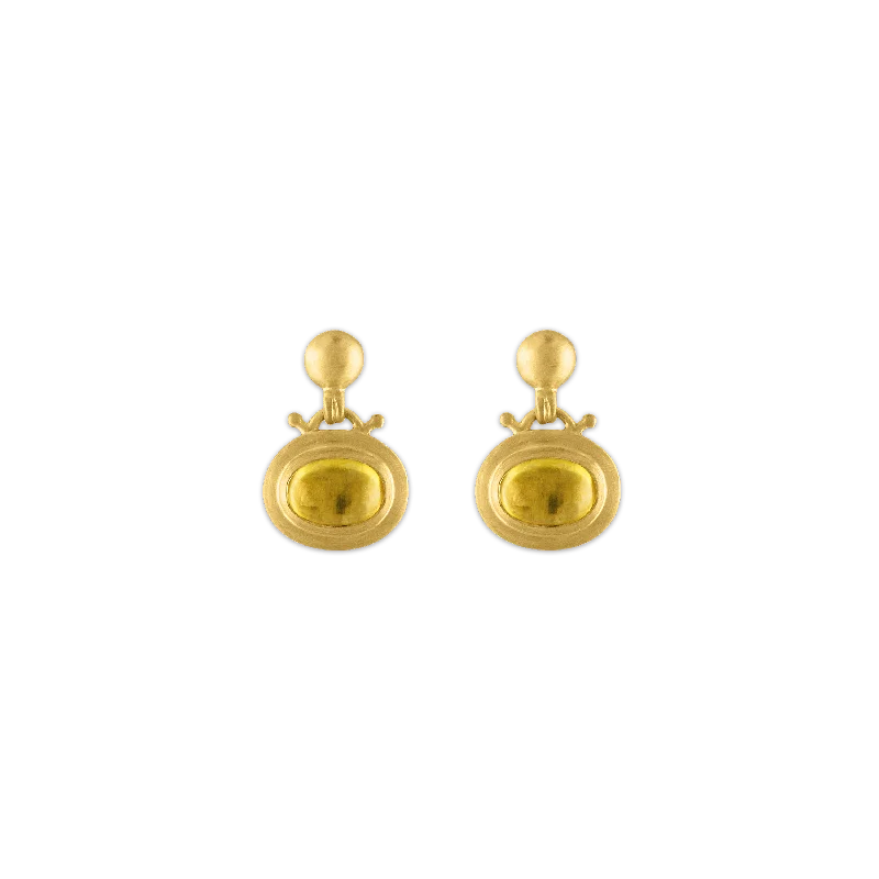 Small Yellow Tourmaline Bell Earrings