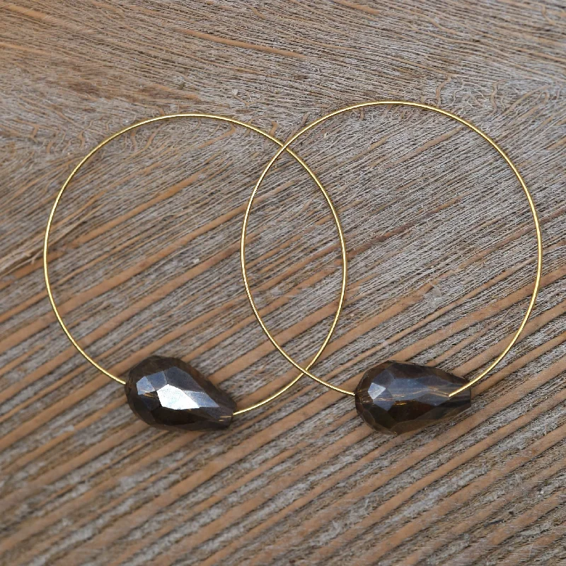 Smoky Crystal Hoops