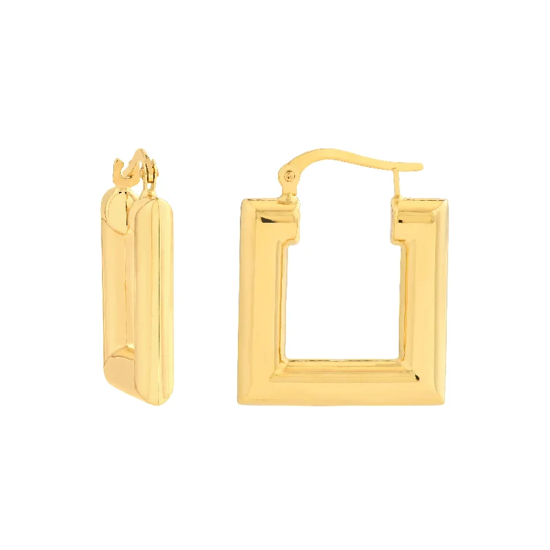 Square Polished Puff Earrings