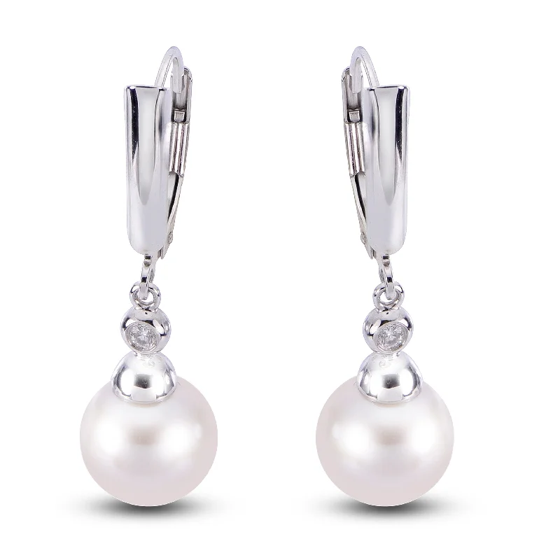 SS Pearl and Diamond Earrings