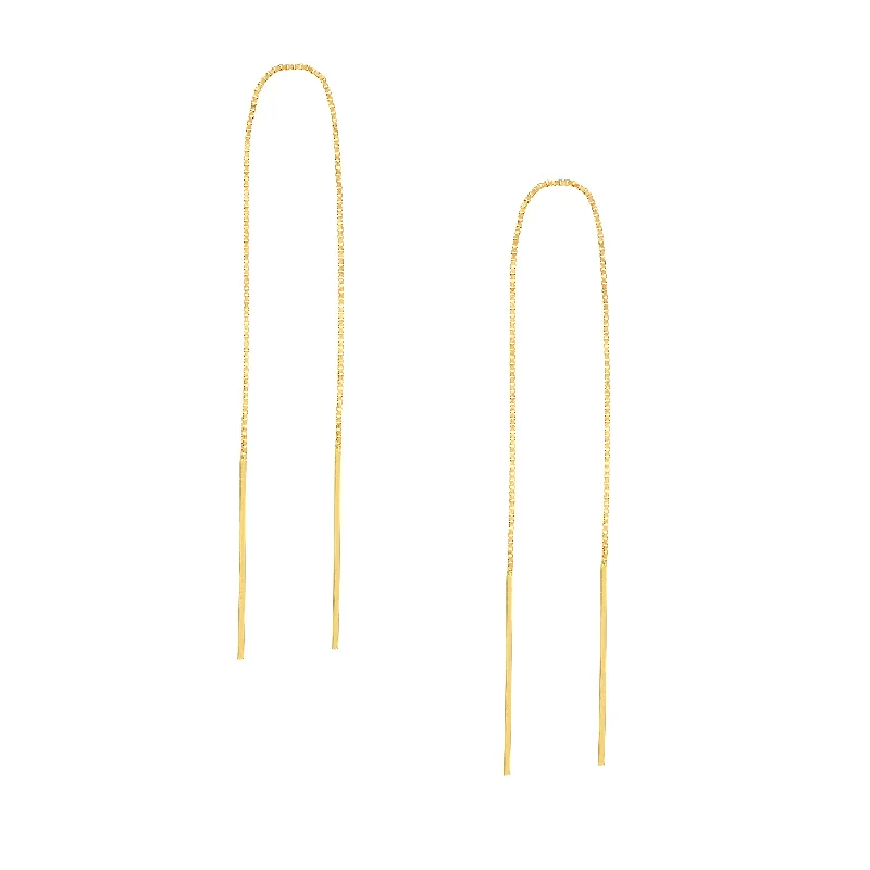 Staple Bar Threader Earrings on Box Chain