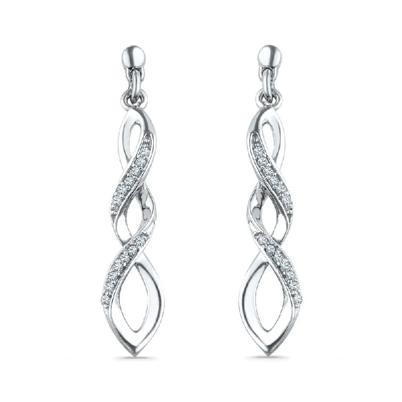 Drop Diamond Earrings With Twisting Design