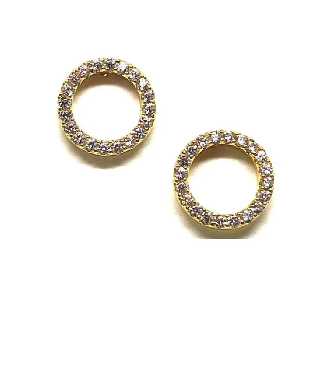 Stud Earring: Pave Crystal Circle Gold Vermeil (EGP4605)