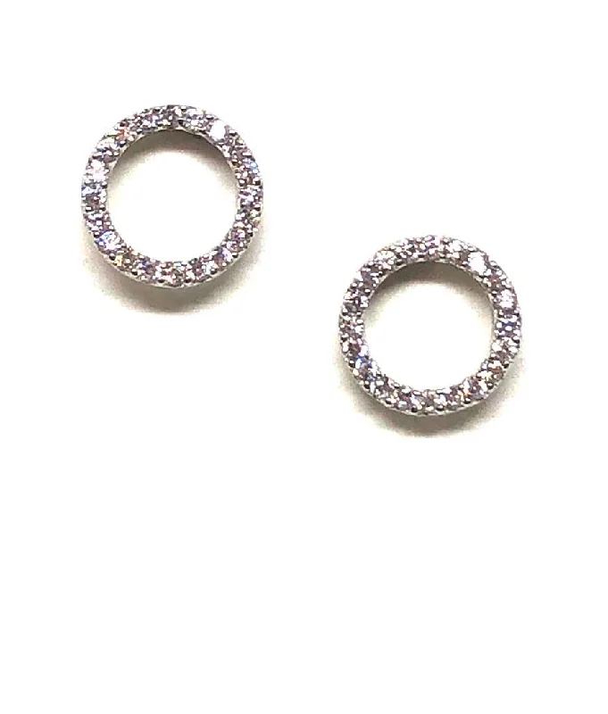 Stud Earring: Pave Crystal Circle Sterling Silver (EP4605)