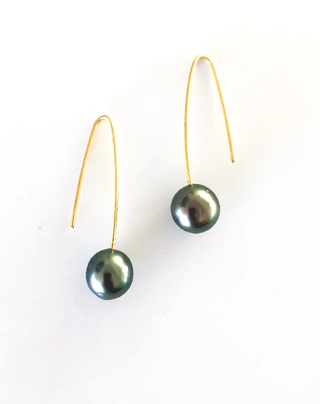 Tahitian Pearl Arc Earrings