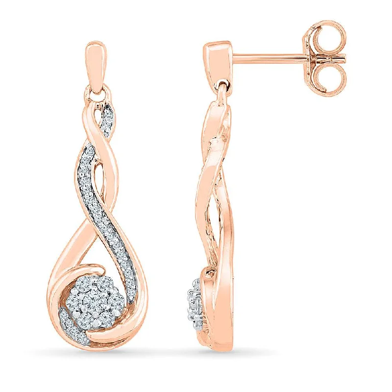 Twisting Diamond Teardrop Shaped Dangle Earrings