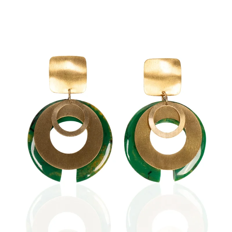 Victoria Statement Dangles - Green Marble