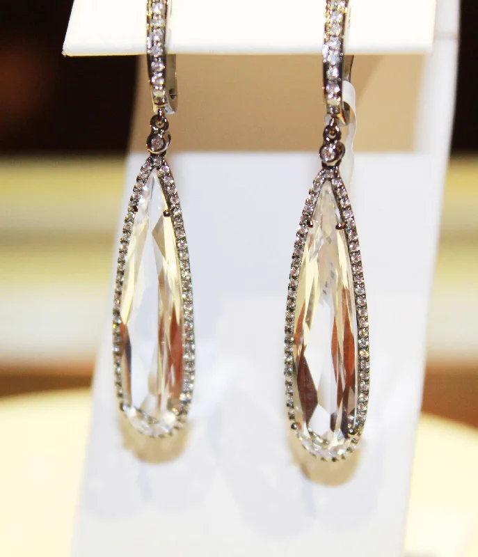 White Quartz & Diamond Earring by Dilamani