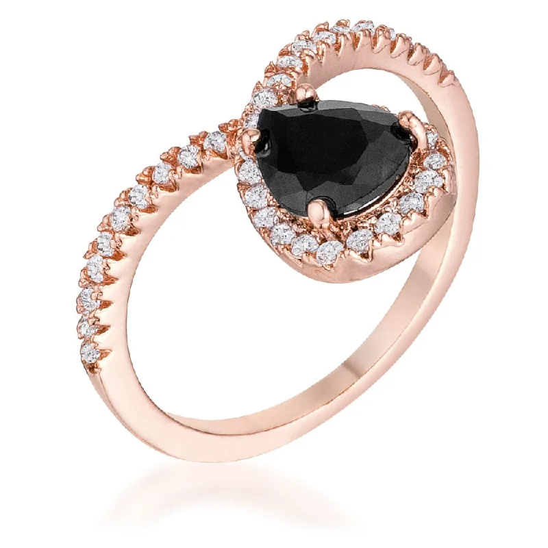 1.5Ct Chevron Ring With Onyx Cubic Zirconia