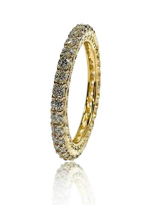 1.50 Carat Total Round Cubic Zirconia Share Prong Eternity Band 14k Yellow Gold