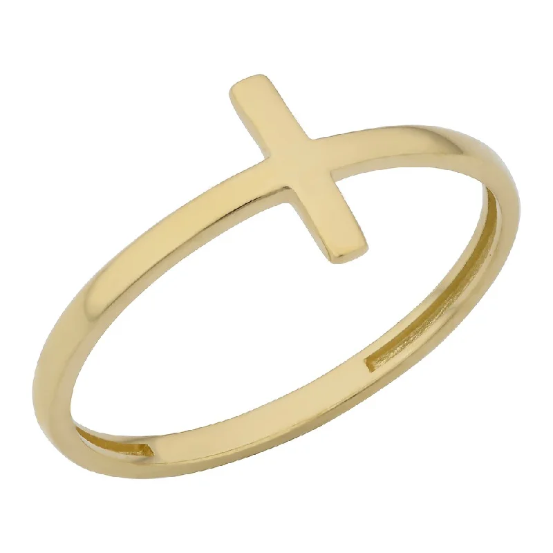 10k Yellow, White or Rose Gold High Polish Cross Ring