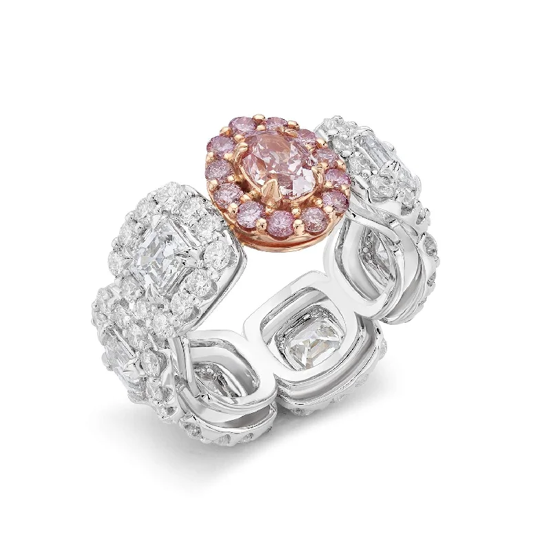 18KT WHITE GOLD PINK DIAMOND ETERNITY BAND.