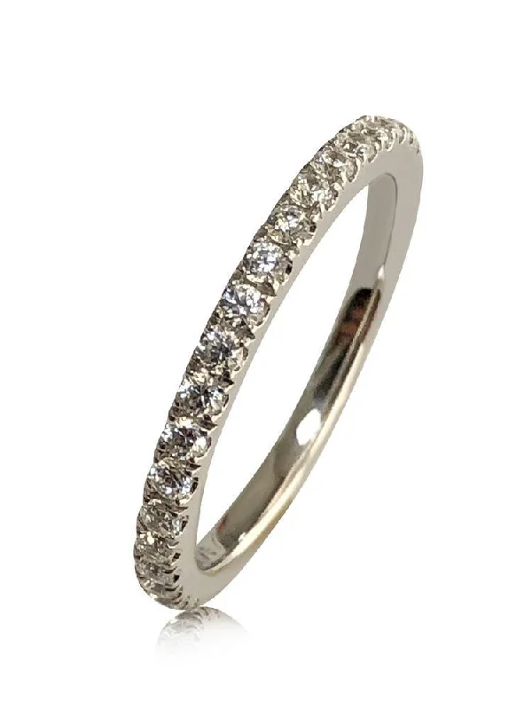 2 MM Eternity Band With pave set CZ Stones 14k white gold