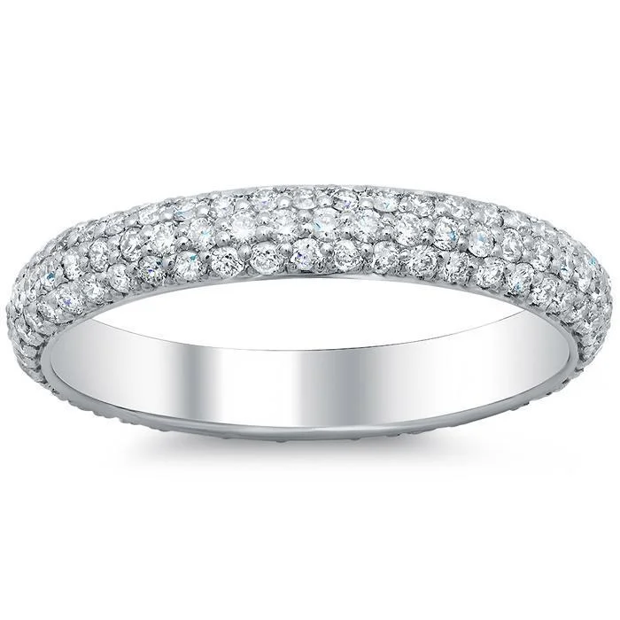 0.60 cttw Three Row Pave Set Diamond Eternity Band