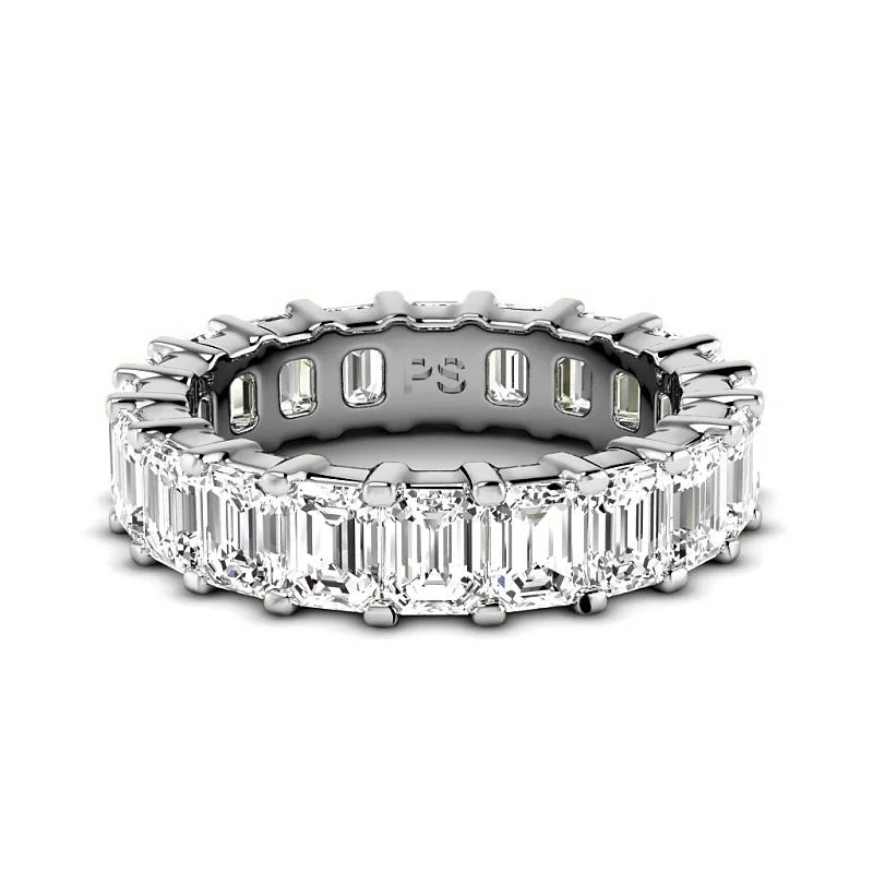 5.20 CT Emerald Cut Lab Grown Diamonds - Eternity Ring