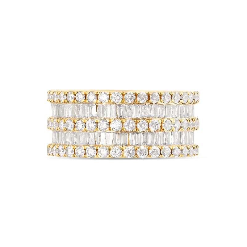 5-Row Baguette & Round Diamond Eternity Band