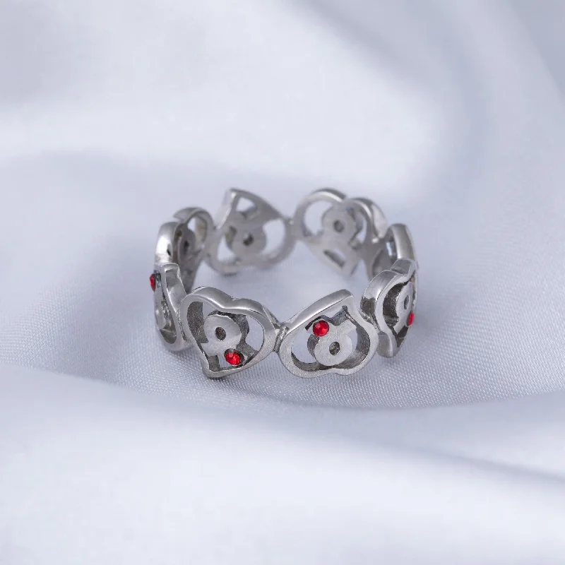 Diabetes Awareness Hearts Stainless Steel Ring