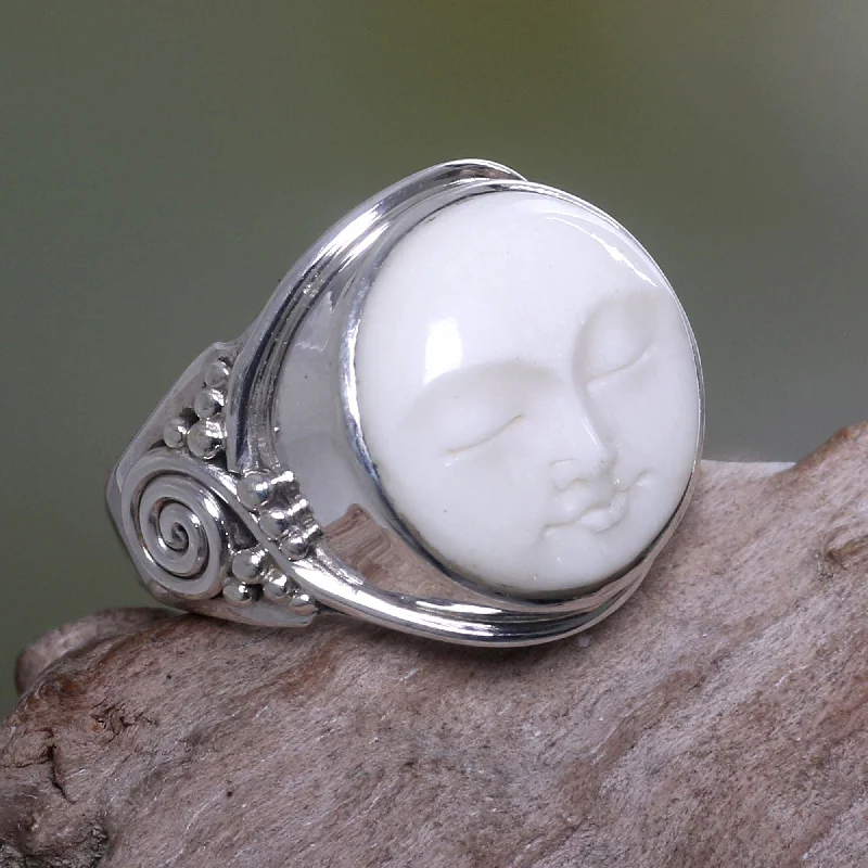 Face of the Moon Sterling Silver Cocktail Ring