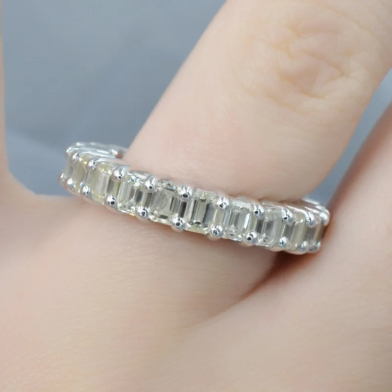 Adorable  5.00 CT Emerald Cut Diamonds - Eternity Ring in Platinum