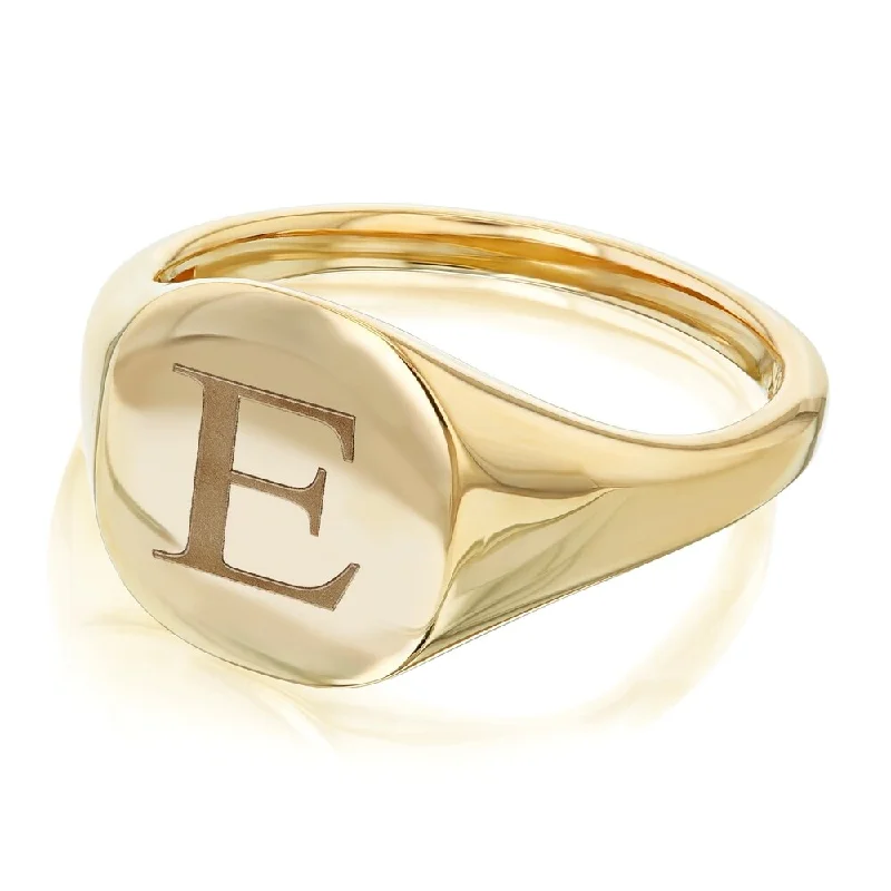 Annello by Kobelli 14k Yellow Gold Personalized Signet Initials Cushion Ring - Times