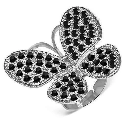 Black Beauty Butterfly Adjustable Stainless Steel Cocktail Ring