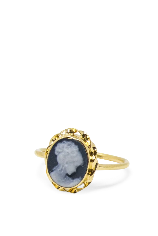 Black Mini Cameo Stacking Ring