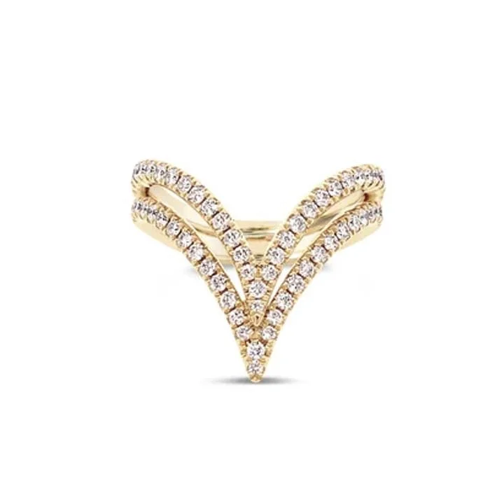 Charles Krypell Diamond Double V Ring in 18K Yellow Gold