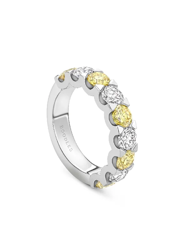 Classic Nine Stone Yellow Diamond Platinum Eternity Ring