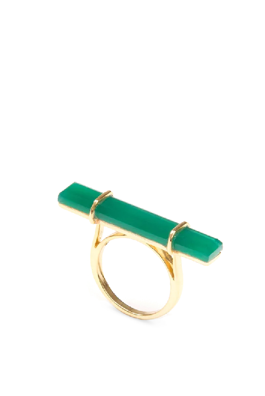 Urban Bar Ring with Green Onyx