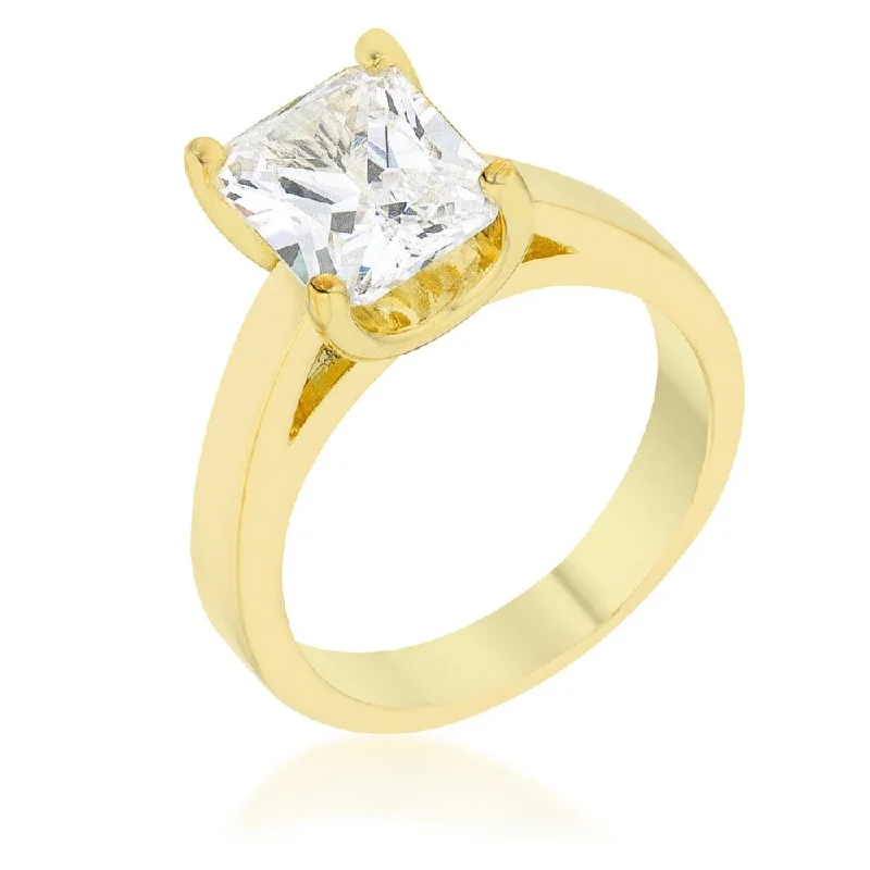 Cubic Zirconia Radiant Solitaire Ring - Sparkling Classic Engagement Jewelry