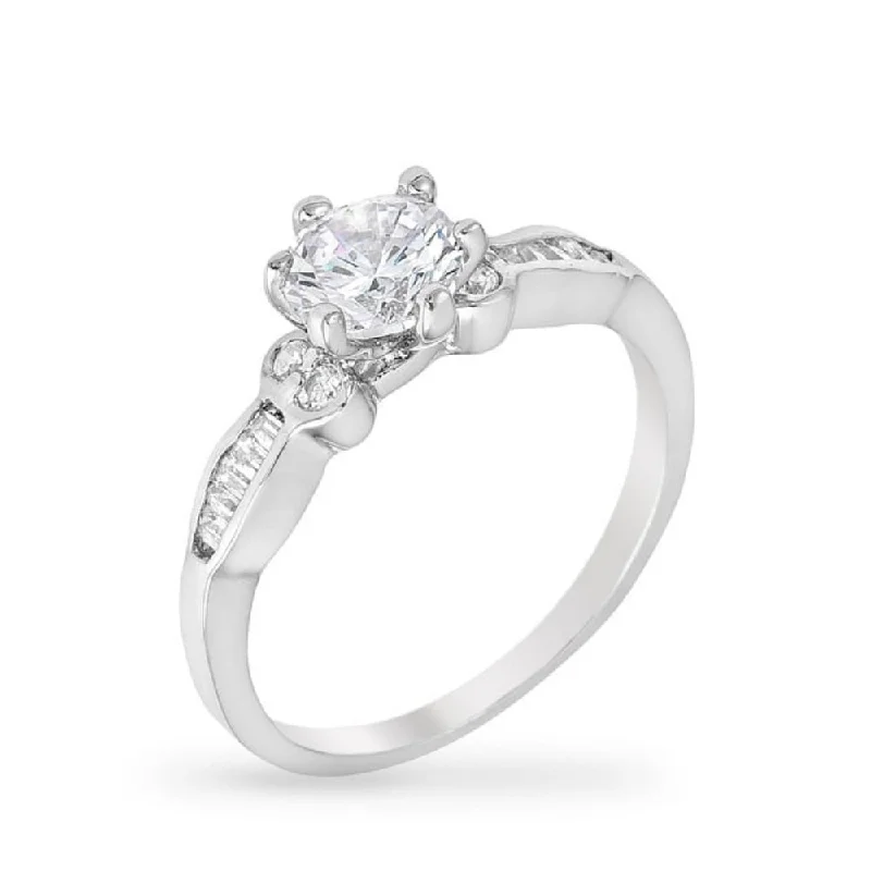 Cz Geneva Engagement Ring With Silver-Tone Finish