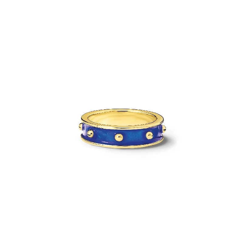 Decimus Ring 18ct Yellow Gold - Dark Blue Enamel