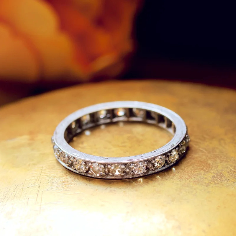 Vintage Size 'N' or '6.75' Diamond & Platinum Full Eternity Ring