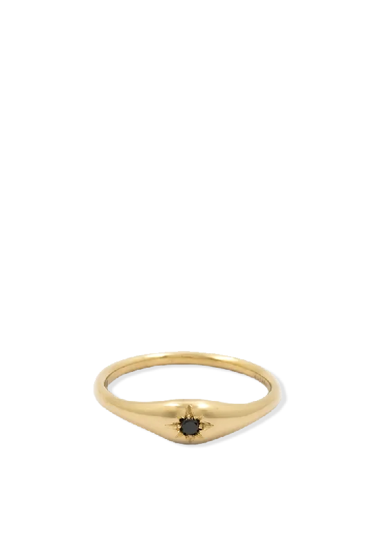 Gold Dome Ring with Diamond