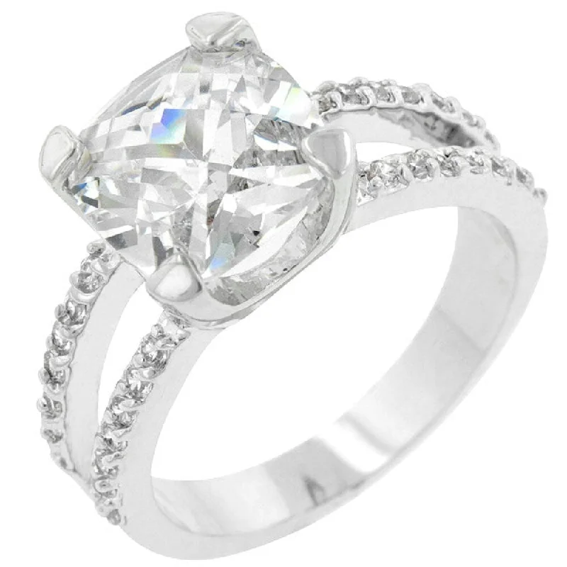 Double Band Cubic Zirconia Engagement Ring