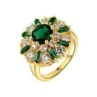 Empress of Emeralds 2ct Green Austrian Crystal Flower Cocktail Ring