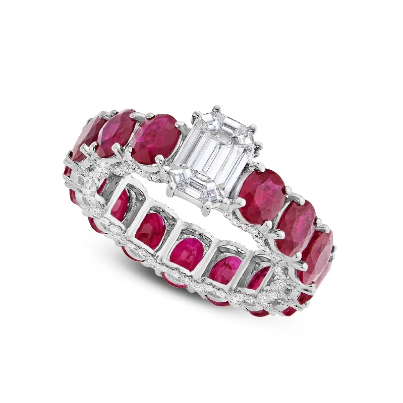 10K White Gold 1.5ct Oval Cut Ruby Eternity Ring