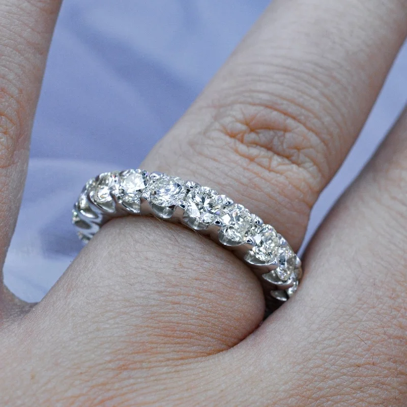 Fancy 4.00 CT Round Cut Diamond Eternity Ring in 14KT White Gold