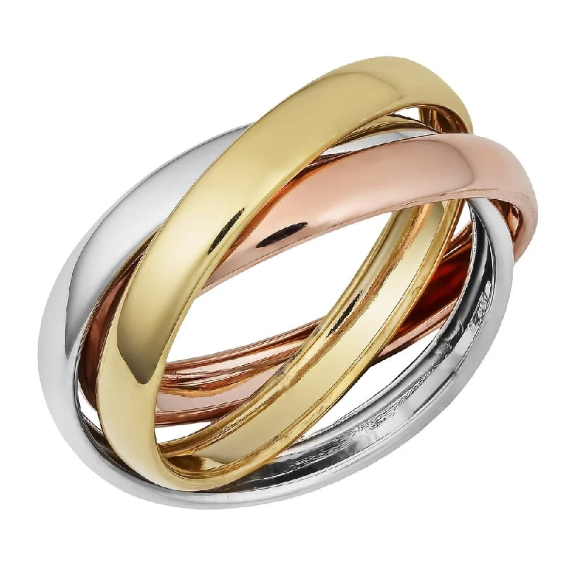 Fremada 14k Tri-color Gold High Polish Intertwined Rolling Ring