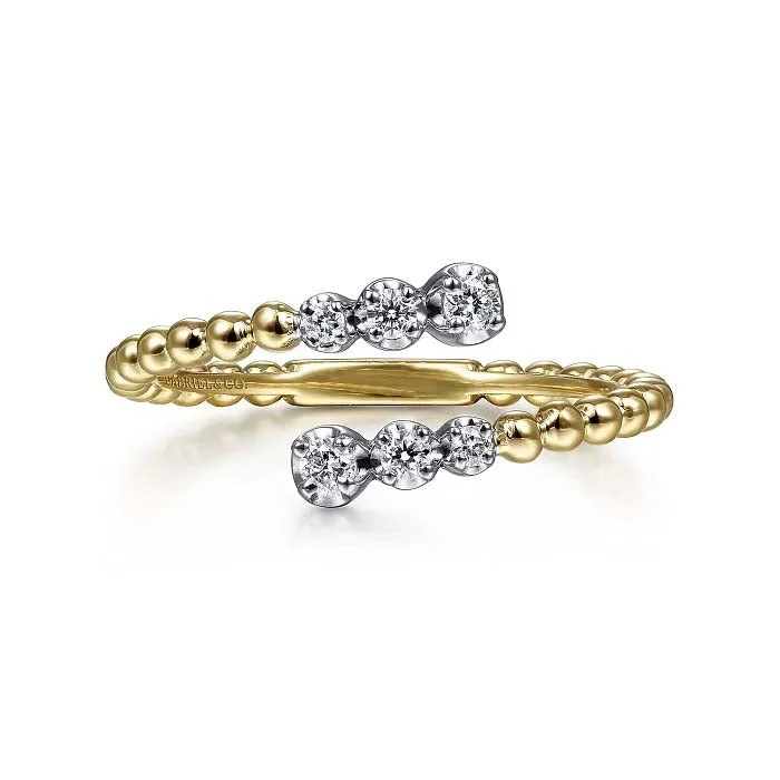 Gabriel & Co. Bujukan Diamond Open Bypass Ring in 14K Yellow and White Gold