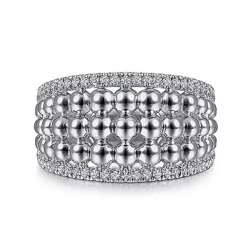 Gabriel & Co. Bujukan White Sapphire Wide Ring in Sterling Silver