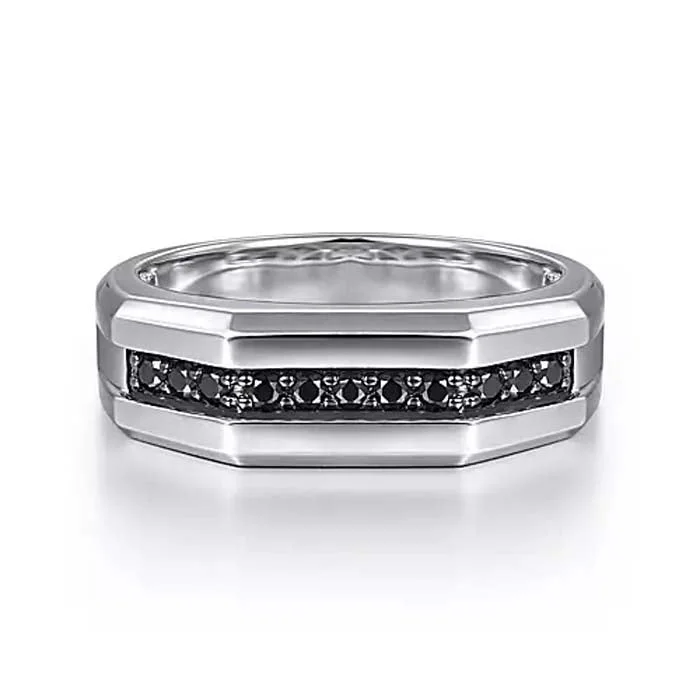 Gabriel & Co. Men's Black Spinel Ring in Sterling Silver