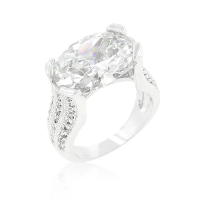 Gorgeous Oval Triplet Cubic Zirconia Ring - Sparkling Elegant Jewelry