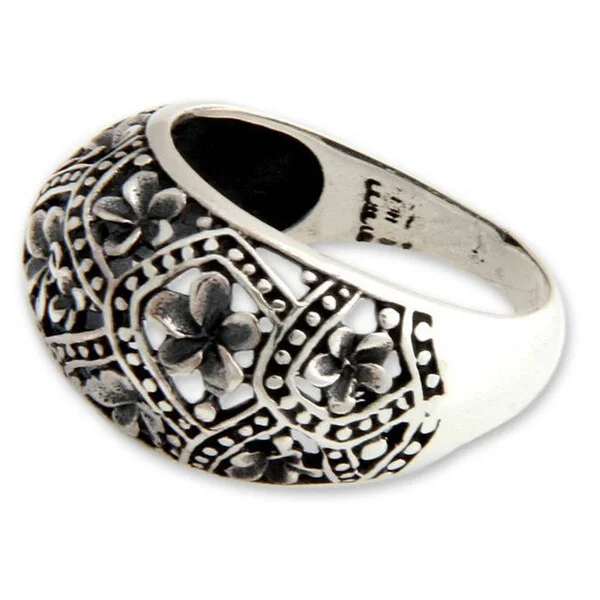 Handmade Sterling Silver 'Frangipani Mystique' Ring (Indonesia)