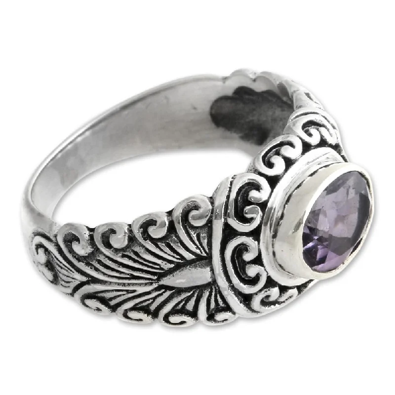 Handmade Sterling Silver 'Sumatra Splendor' Amethyst Ring (Indonesia)