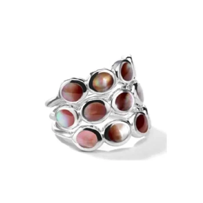 Ippolita Brown Shell Rock Candy All-Around TIny Ovals Ring in Sterling Silver