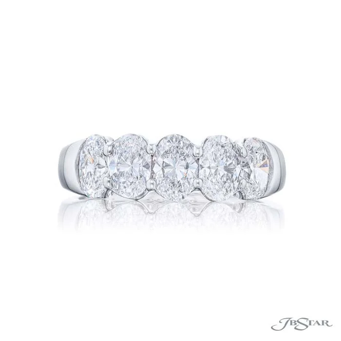 J B Star Five-Oval Diamond Band in Platinum