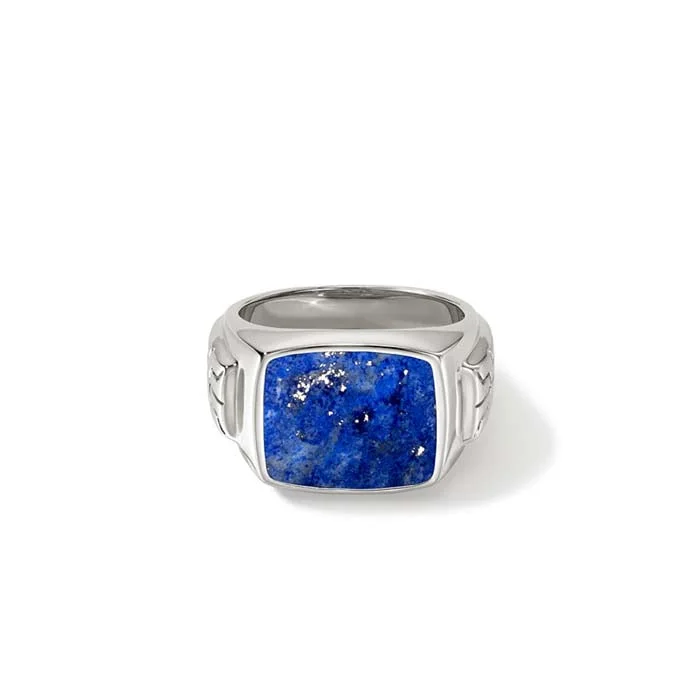 John Hardy Lapis Signet Ring in Sterling Silver