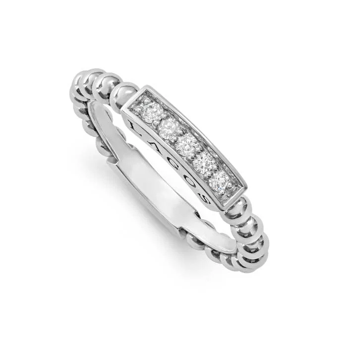 LAGOS .13CTW Diamond Small Station Stack Ring "Caviar Spark" in Sterling Silver