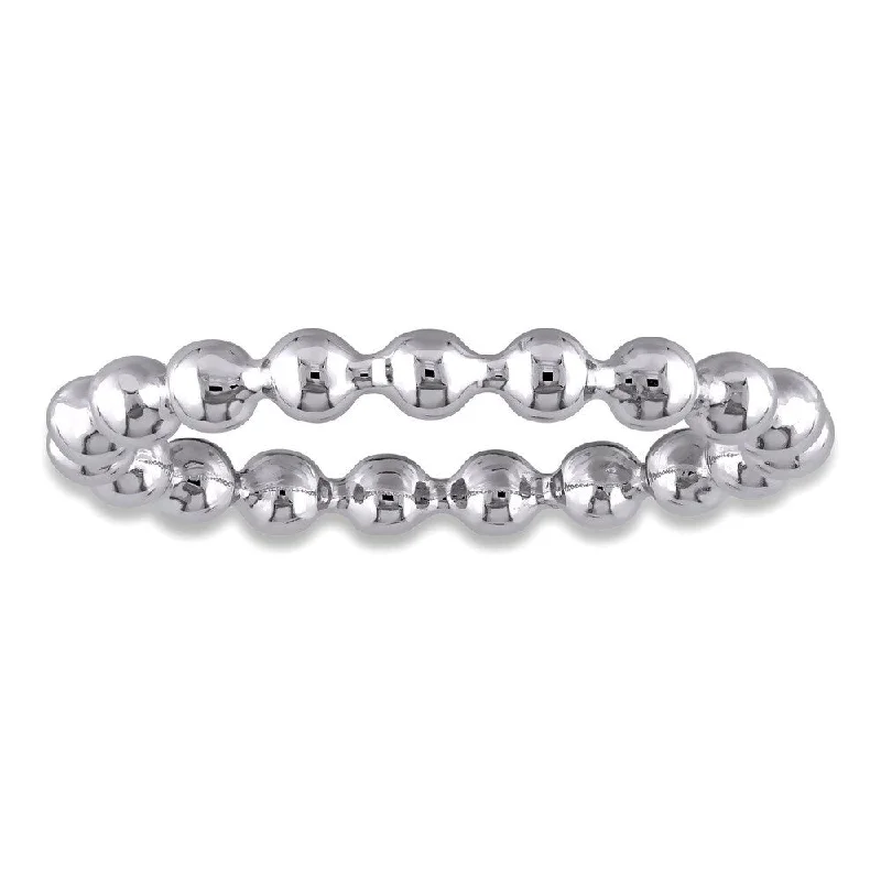 Miadora 14k White Gold Beaded Wedding Band